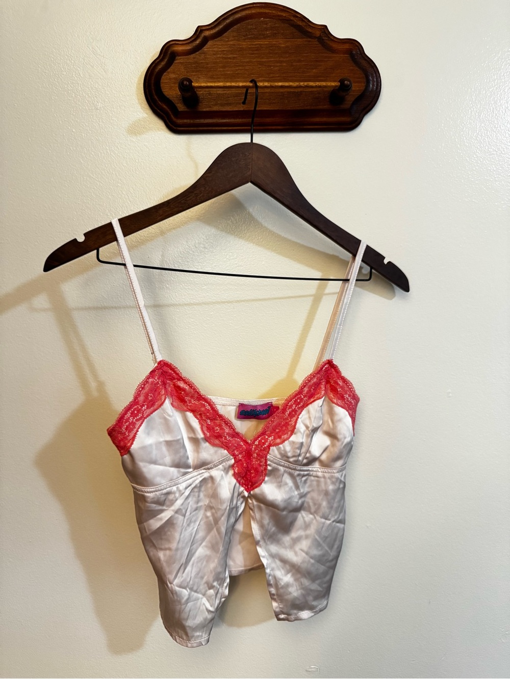 Edikted Satin and lace cream & pink Camisole